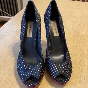 Size 8M Steve Madden Polka Dot Peep Toe Pumps